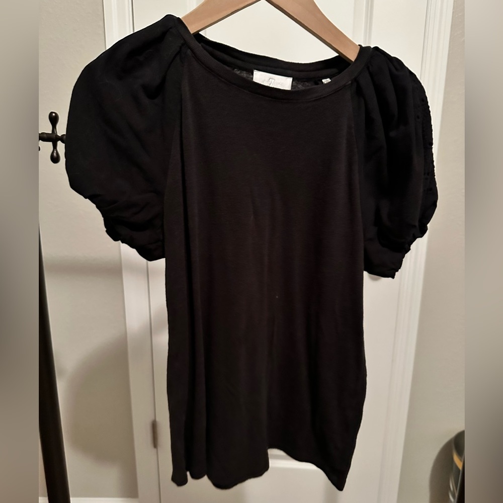 7 FOR ALL MANKIND Black Puff Sleeve Top size S